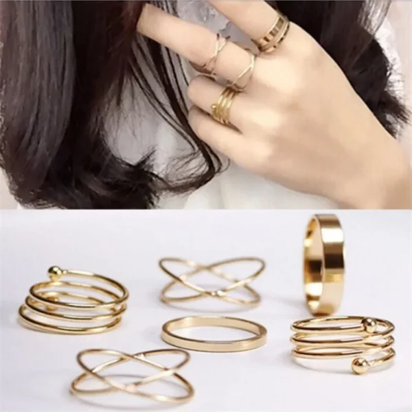 Knuckle Rings for Women Girl | 6 Pcs Finger Ring Set Best Selling Valentine's Day Gift