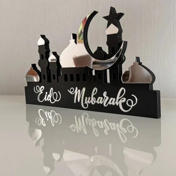 Eid Mubarak  Desktop decorations MDF acrylic material (silver color) - Image 2