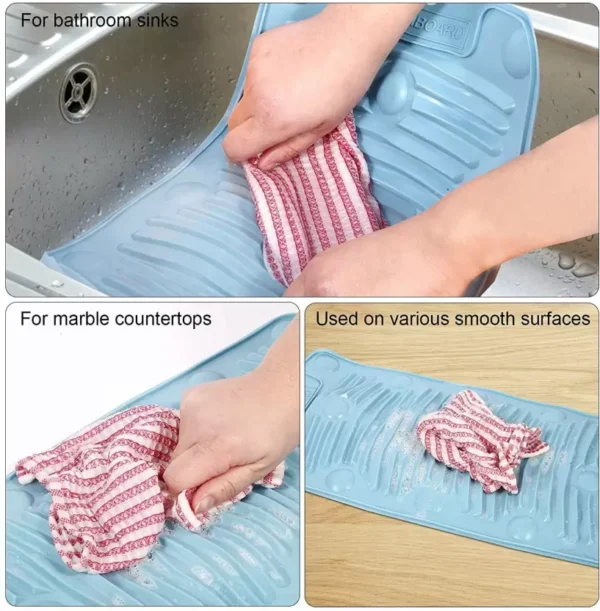 Foldable Silica Gel Washboard | Multifunctional Silicone Washboard Household Foldable uction Cup Non-slip Laundry Mat (Random color) - Image 9