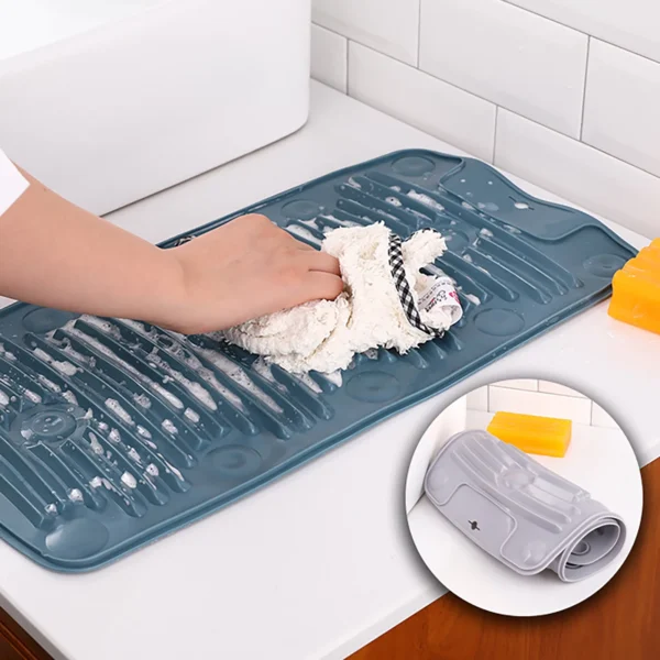 Foldable Silica Gel Washboard | Multifunctional Silicone Washboard Household Foldable uction Cup Non-slip Laundry Mat (Random color) - Image 14