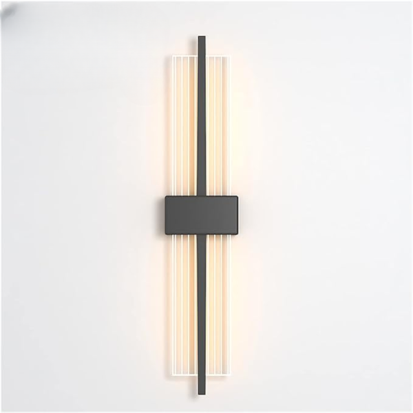 Modern Wall Lamp Straight Line Vertical Led Light | Gold Bedroom Bedside Lamp - Minimalist Living Room Background Wall Aisle Wall Lamp for Living Room, Hall, Dining Table, Bedroom, Corridor, Restaurant Home Décor & Indoor Lightings (Black) - Image 5