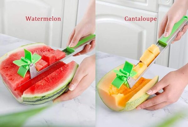 Windmill Watermelon Cube Cutter | Watermelon Slicer Cutter, Stainless Steel Watermelon Cutter Wheel Fruit Knife Melon Knife Corer Kitchen Gadgets, Practical Tool for Fruit Vegetable Salad - Image 12