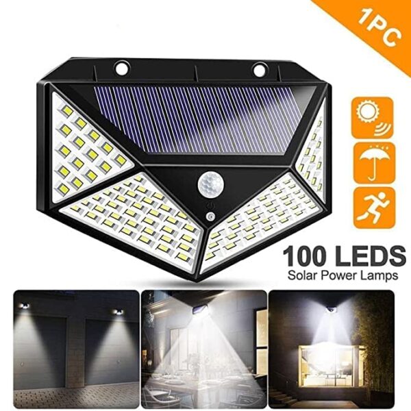 Solar Interaction Wall Lamp Solar Out Door Powered Motion Sensor Interaction Garden Wall 100 Led Lamp 3 Modes - Image 4