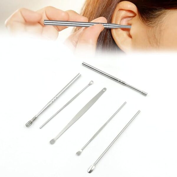 6PCS Stainless Steel Ear Wax Remover Ear pick Ear Cleaner Tool Kit Ear Cleaning Tool Kit Ear Wax Removal Kit - Image 3