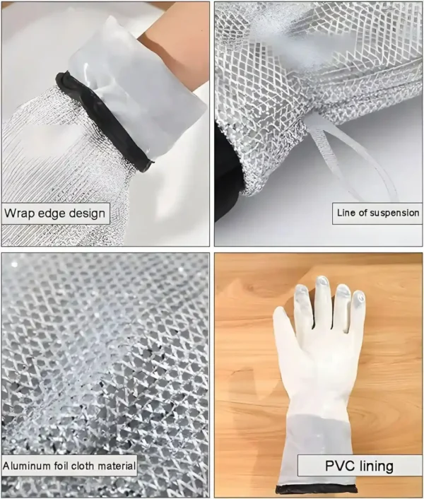 Multipurpose Wire Dishwashing Gloves | Dishwashing Rags for Wet and Dry, Steel Wire Miracle Cleaning Cloth with Glove Shape, Non-Scratch Wire Dish Cloths for Washing Dishes, Kitchen | Anti-heat aluminium gloves - Image 7