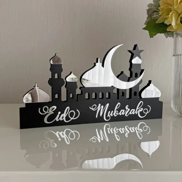 Eid Mubarak  Desktop decorations MDF acrylic material (silver color)