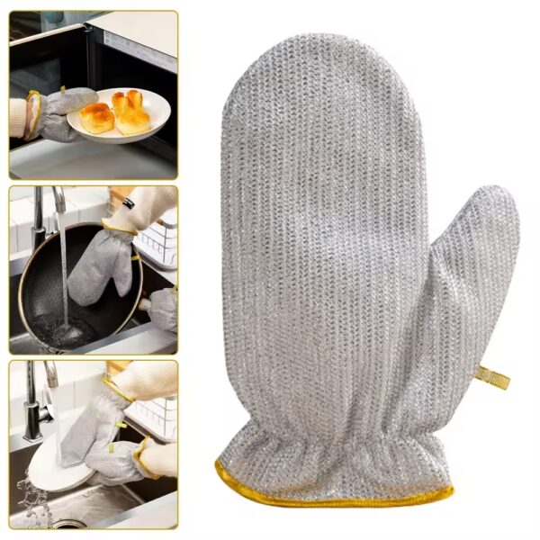 Multipurpose Wire Dishwashing Gloves | Dishwashing Rags for Wet and Dry, Steel Wire Miracle Cleaning Cloth with Glove Shape, Non-Scratch Wire Dish Cloths for Washing Dishes, Kitchen | Anti-heat aluminium gloves - Image 2