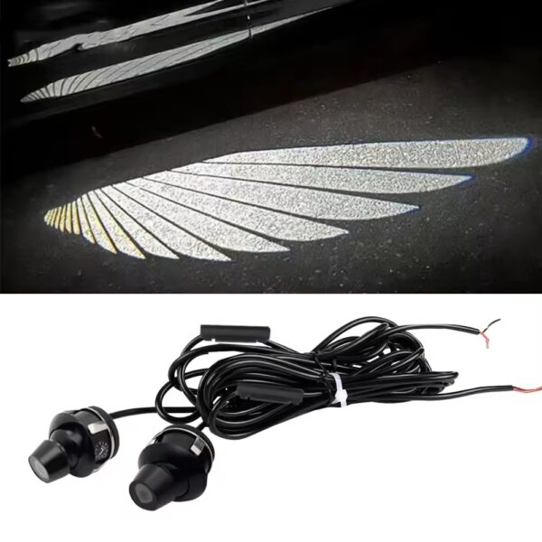 Universal Car Rear view Mirror Side Mirror LED Angel Wing Light Dynamic Projection Lamp (2 Pc)(white ) - Image 6