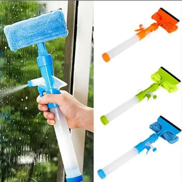 3 in 1 Fiber Wiper Sprayer  Wash, Wipe and Soak | Window Squeegee Kit, 3 in 1 Professioanl Window Squeegee Cleaning Tool with Detachable Microfiber Cloth Rubber Scraper & Sprayer, Portable Window Cleaner Combo for Car, Indoor Outdoor (Random color) - Image 2