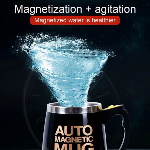 Automatic Self Stirring Magnetic Mug Magnetic Mixing | Button Activated Auto Drink Mixing Coffee Stirring Mug Stainless Steel Home Office Battery Operated- 400ml (black) - Image 8