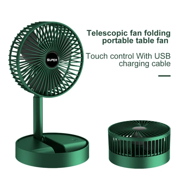 Telescopic FoldinG Fan USB Re Chargeable | Rechargeable Fan Mini Foldable Telescopic Fan / Usb Foldable | Table Desk Fan | Telescopic Design Floor | 3 Speeds Rechargeable, Foldable, Adjustable Height Fan (Random color) - Image 4