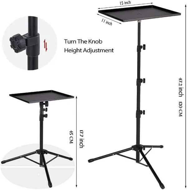 Portable Projector And Laptop Stand Table Tripod (Height Adjustable 45-120cm) - Image 9