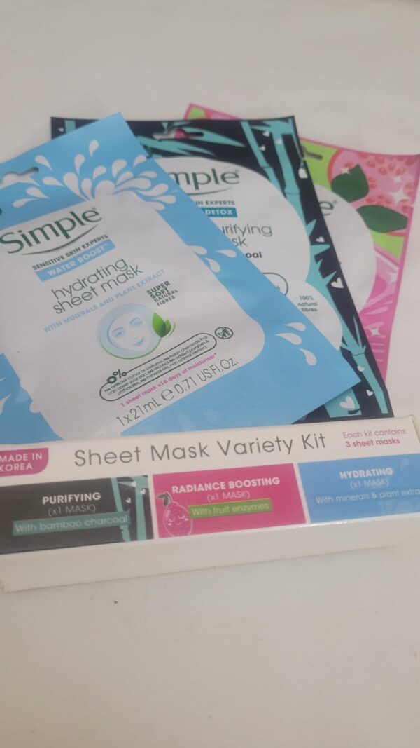 Simple mask sheet kit made in korea pack of 3 sheet masks - Image 5