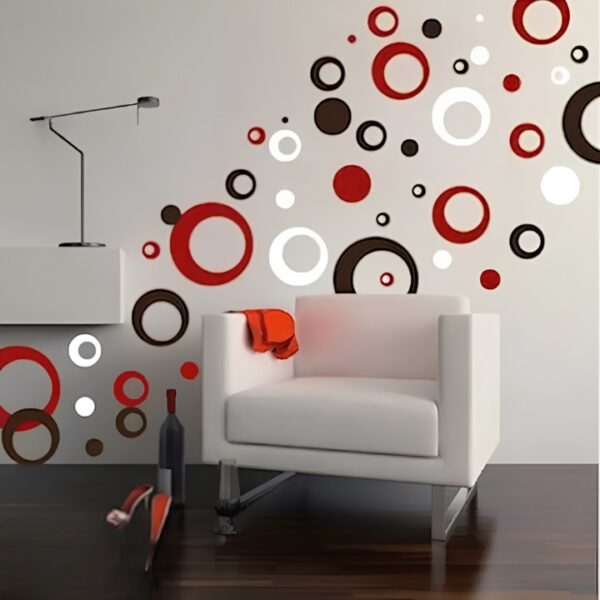 Rings & Dots Vinyl Wall Art Stickers (15 Rings+15 Dots)