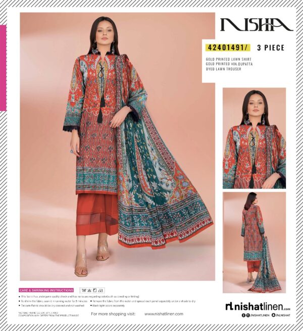 Nisha by Nishaat  Lawn | Unstitched Collection 3 PIECES Casual Wear| Summer 24 - Image 2