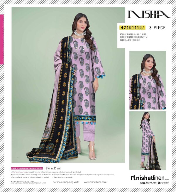 Nisha by Nishaat  Lawn | Unstitched Collection 3 PIECES Casual Wear| Summer 24 - Image 2