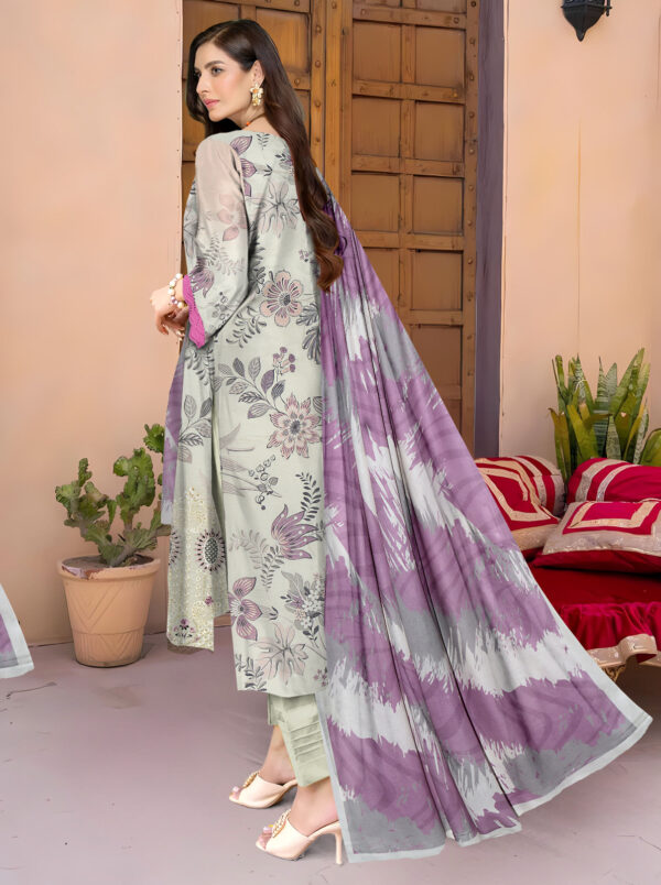 3 PIECES Lawn by Nisha Designer | Unstitched Collection  Party Wear | Summer 24 Volume 11 (10) - Image 3