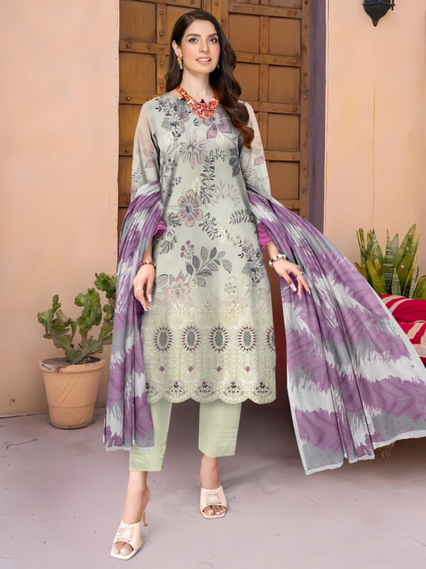 3 PIECES Lawn by Nisha Designer | Unstitched Collection  Party Wear | Summer 24 Volume 11 (10) - Image 2