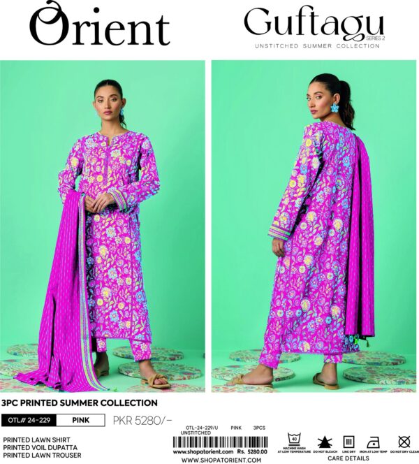 Orient Lawn  Lawn | Unstitched Collection 3 PIECES Casual Wear| Summer 24 - Image 2