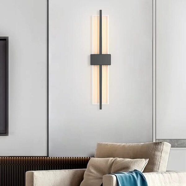 Modern Wall Lamp Straight Line Vertical Led Light | Gold Bedroom Bedside Lamp - Minimalist Living Room Background Wall Aisle Wall Lamp for Living Room, Hall, Dining Table, Bedroom, Corridor, Restaurant Home Décor & Indoor Lightings (Black)