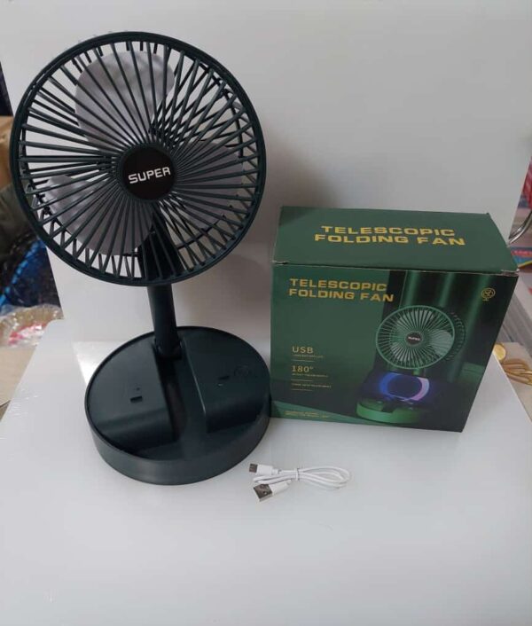 Telescopic FoldinG Fan USB Re Chargeable | Rechargeable Fan Mini Foldable Telescopic Fan / Usb Foldable | Table Desk Fan | Telescopic Design Floor | 3 Speeds Rechargeable, Foldable, Adjustable Height Fan (Random color) - Image 3