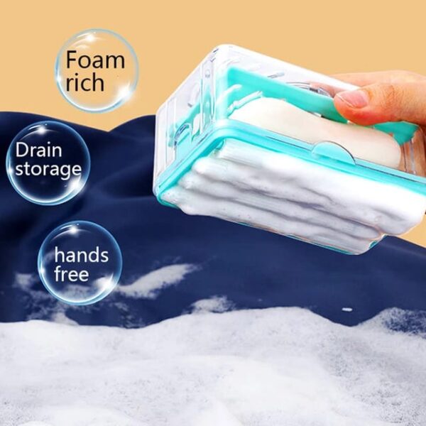 Multifunction Foaming Soap Dish With Drain Soap Box With Bubbler Suitable For Laundry Soap Holder (Random color) - Image 7