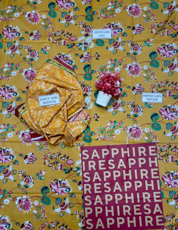 Sapphire Lawn  Lawn | Unstitched Collection 3 PIECES Casual Wear| Summer 24 - Image 3