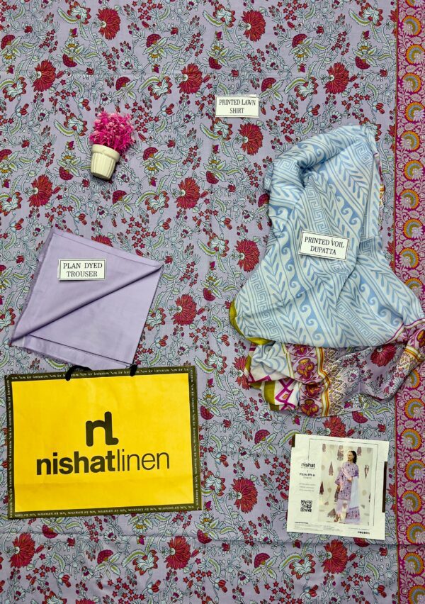 Nisha by Nishaat  Lawn | Unstitched Collection 3 PIECES Casual Wear| Summer 24 - Image 3