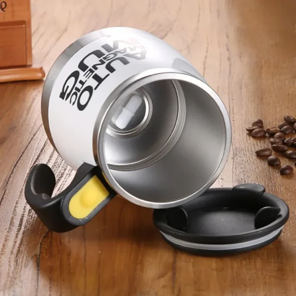 Automatic Self Stirring Magnetic Mug Magnetic Mixing | Button Activated Auto Drink Mixing Coffee Stirring Mug Stainless Steel Home Office Battery Operated- 400ml (black) - Image 2