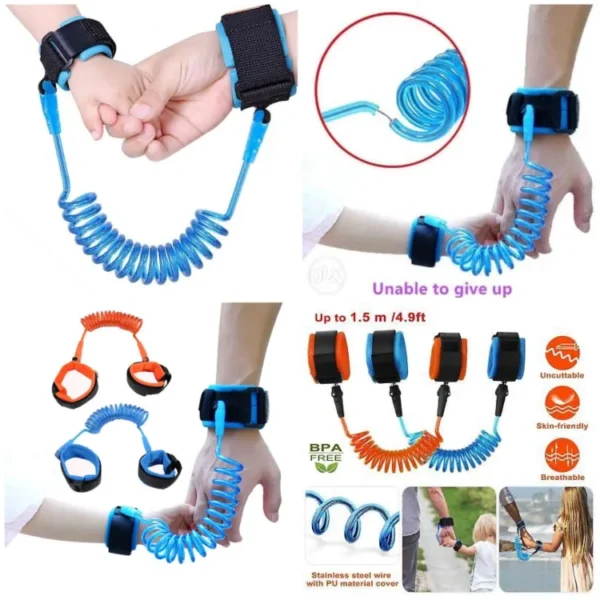 Anti Lost child lock | Anti-Lost Wrist Link - Baby Child Anti Lost Wrist Link Safety Harness Strap Hand belt band for toddlers wristband for kids loss best for umrah and hajj, travelling purpose,safe secure (Random Color) - Image 2