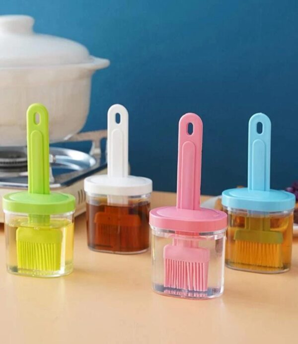 Plastic Oil Bottle Seasoning Dispenser with Silicone Rubber Bristle Brush for BBQ, Oil Brush Bottle Set Oil Storage Container for Kitchen (Multicolor) - Image 3