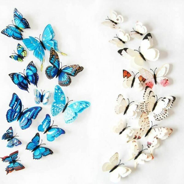 3D Butterflies Wall Stickers Home Decor Wall Decals Kids Room TV Wall Stickers (Random Color)