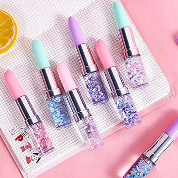 1pcs Kawaii Lipstick Gel Pen Creative Oil Quicksand Colorful Cute Stationary Pen Black Ink Pen Papelaria Office School Supplies(random colors)