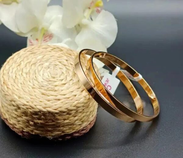 Pack of 2 Pair of bangles , kara plain golden color stainless steel high quality gold plated